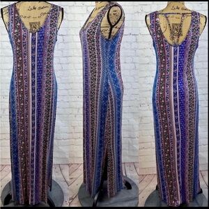 Pink Republic Floral/stripe Strappy Details Maxi